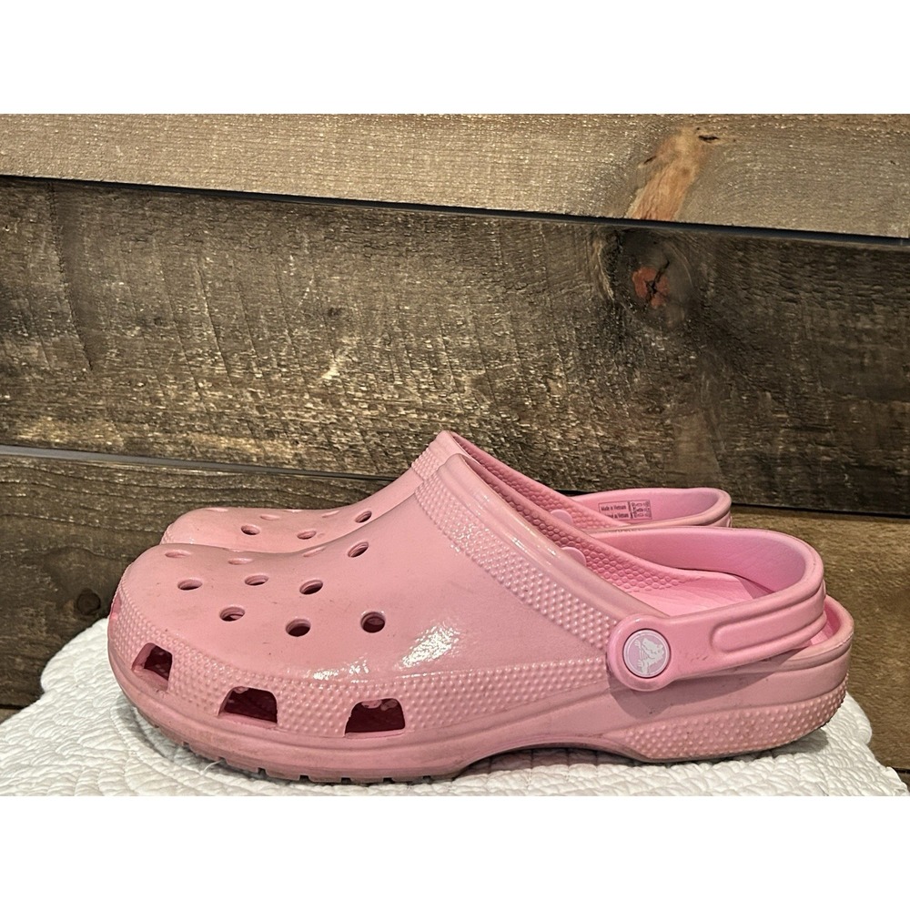 CROCS Clogs Pink Classic High Shine Shoes M8 W10‎